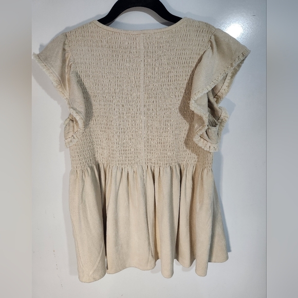 THML Cream Smocked Top, Size XS - Picture 5 of 8